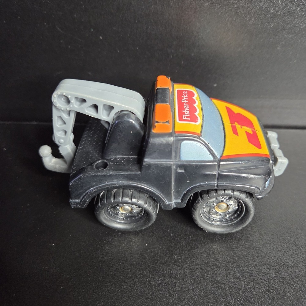 Vintage Fisher Price Tow Truck #33 Black Off Road Rescue Vehicle 1995